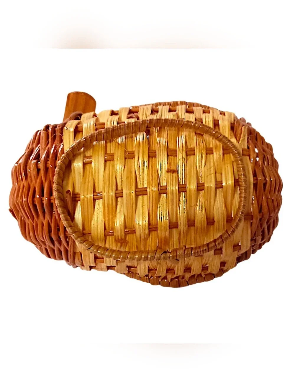 Vtg Mini Wicker Duck Goose Basket Planter Succulents Brown Figural Cottage Core